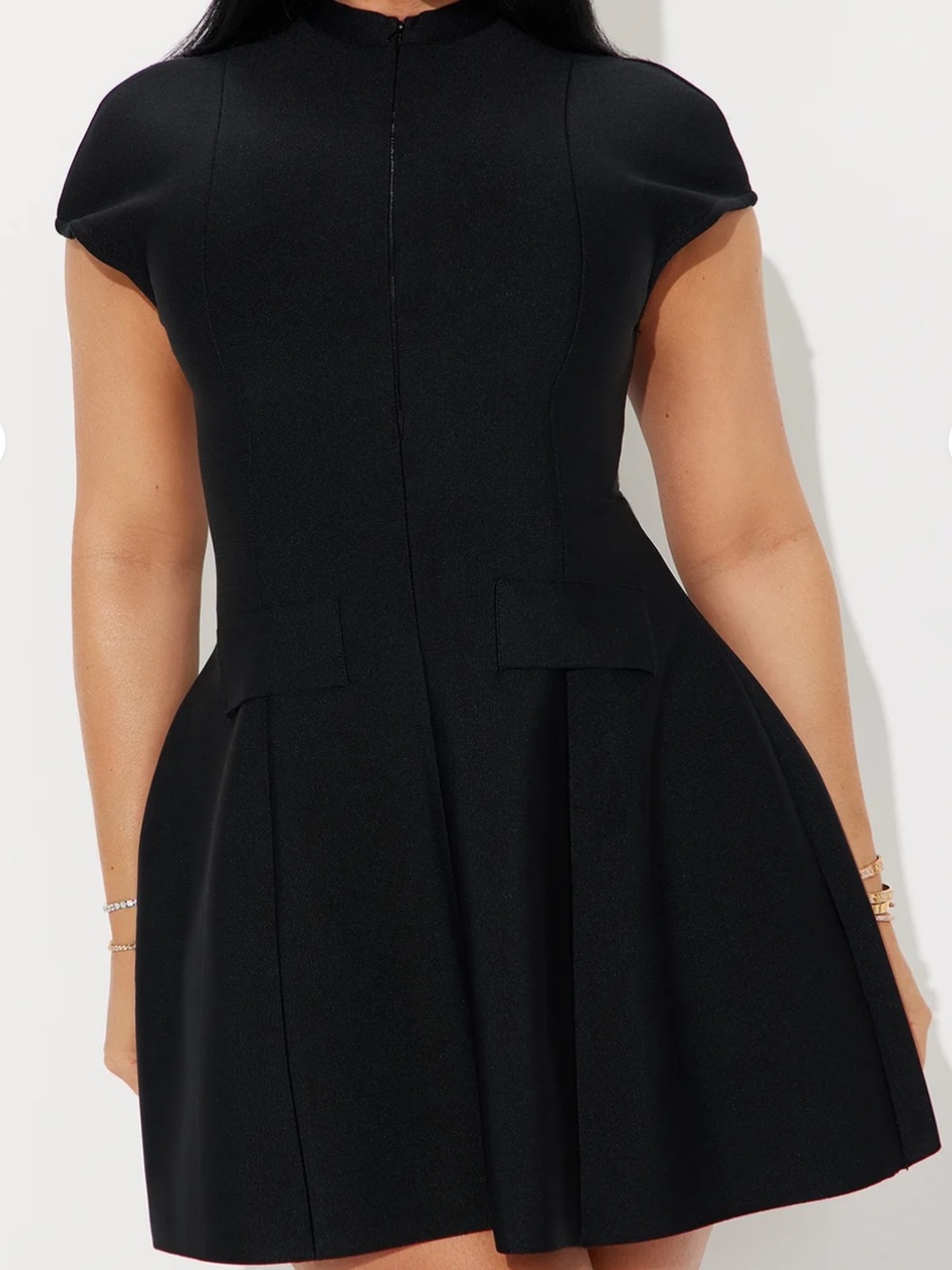 Fit-and-Flare Mini Dress - Black - Picture 3 of 6